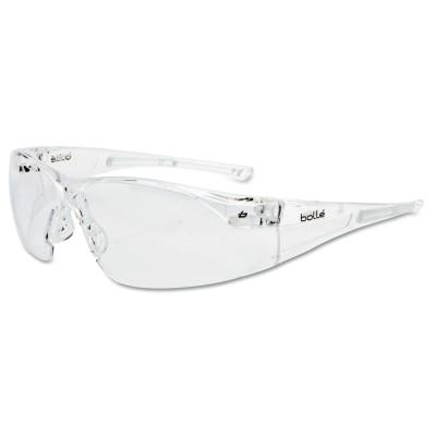 Rush Series Safety Glasses, Clear Lens, Anti-Fog, Anti-Scratch, Clear Frame, TPR