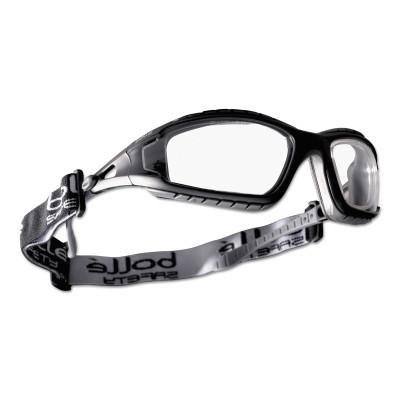 Tracker Series Safety Glasses, Clear Lens, Clear, Black/Gray Frame, Foam, Rubber