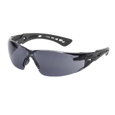 Rush+ Series Safety Glasses, Smoke Lens, Platinum Anti-Fog/Anti-Scratch