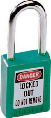 No. 410 & 411 Lightweight Xenoy Safety Lockout Padlocks, Green, Keyed Differently