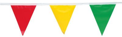 Pennant Flags, 9 in x 12 in, 100 ft Long, Polyethylene, Multi-Color