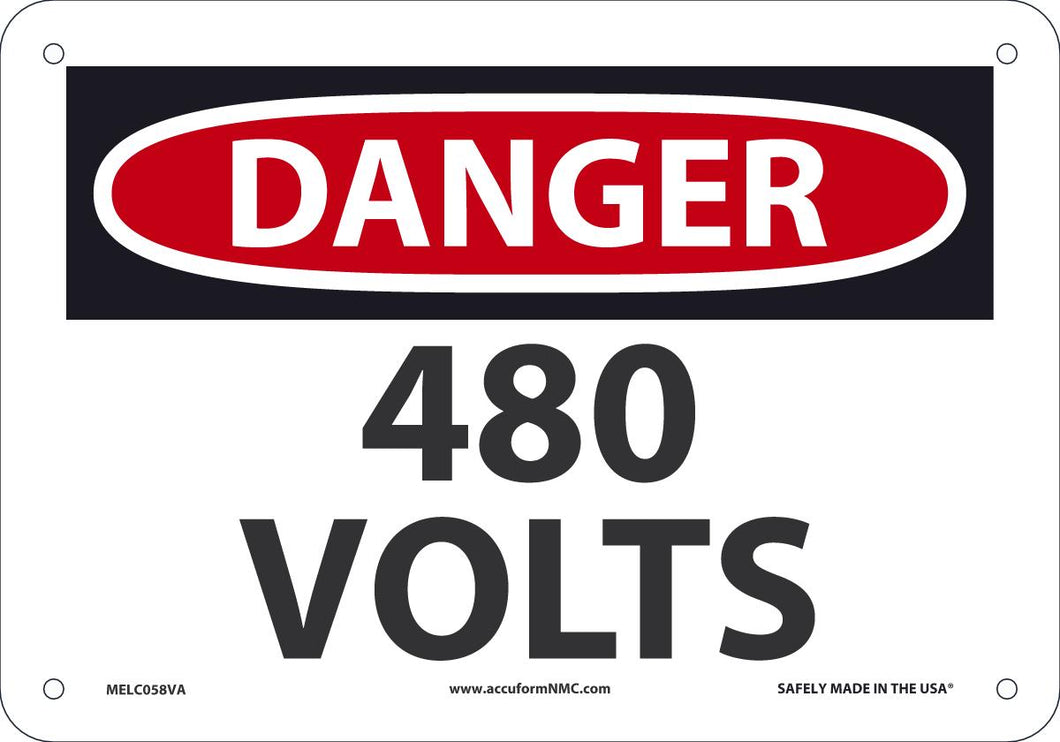 Sign DGR 480 VOLTS 7X10 AL