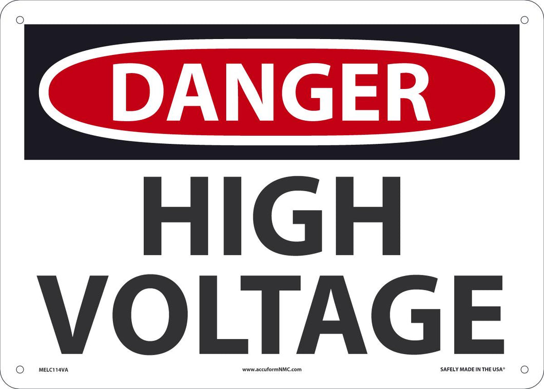 Sign DGR HIGH VOLTAGE 10X14 AL