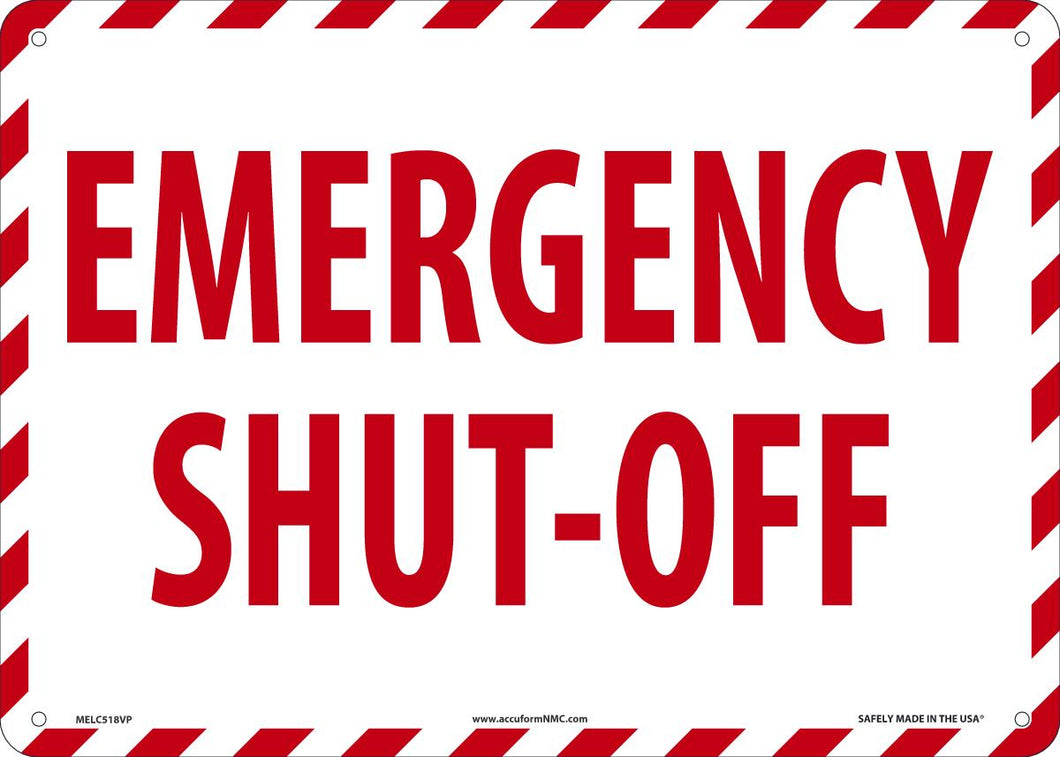 Sign EMERG SHUT-OFF 10X14 PL