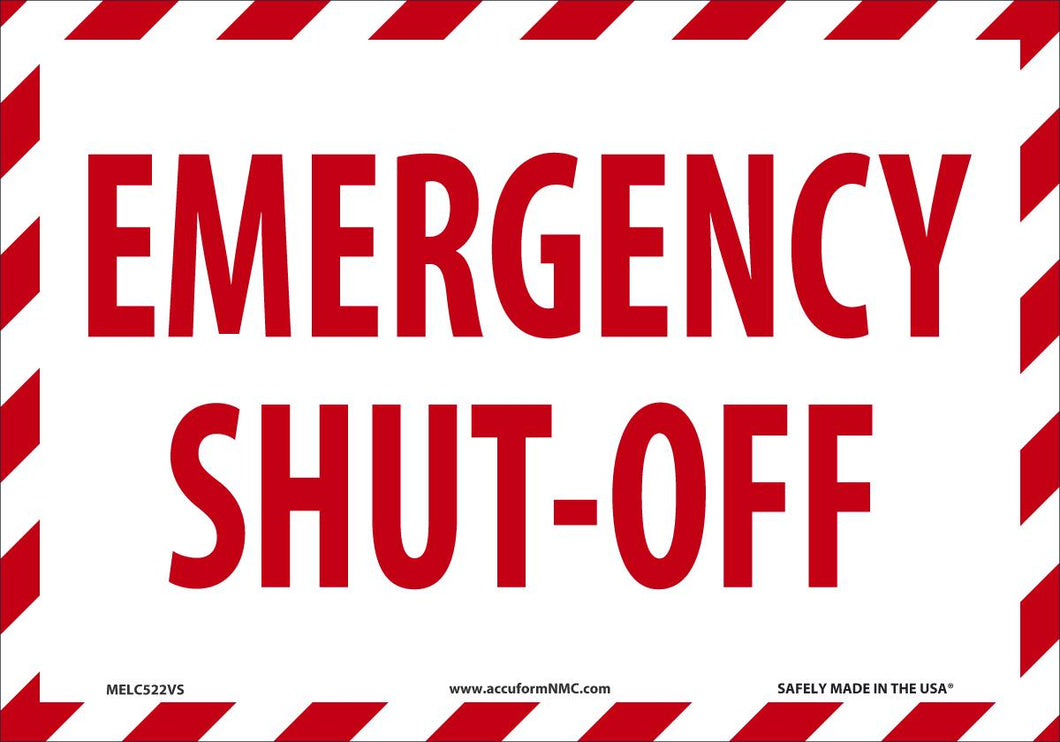 Sign EMERG SHUT-OFF 7X10 VN