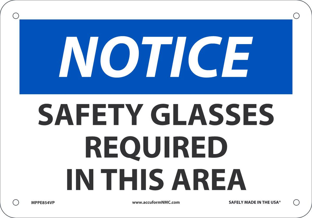 NTC SFTY GLASSES REQ  AREA 7X10 PL